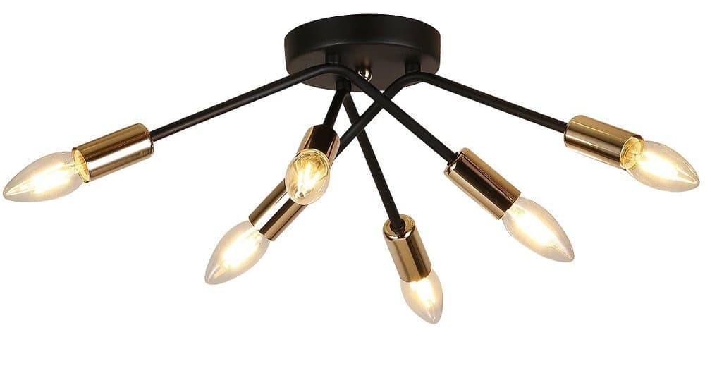 Čierno-zlatá stropná lampa 6x40W E14 Tiara