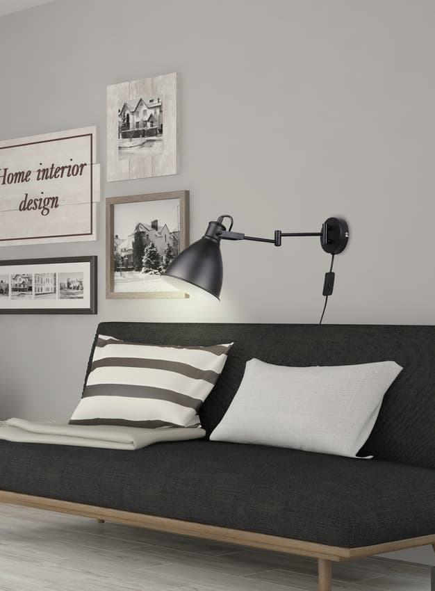 Nástenná lampa čierna nastaviteľná 1xE27 Espera