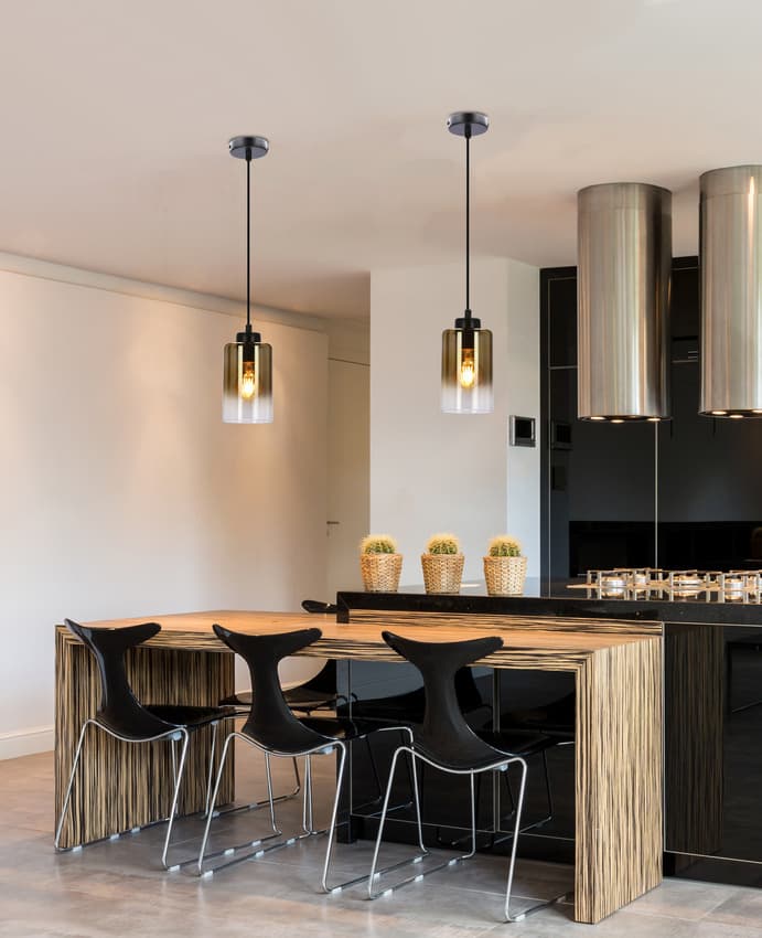 Závesná lampa Aspra čierna 1x60W e27 jantárové tienidlo 1