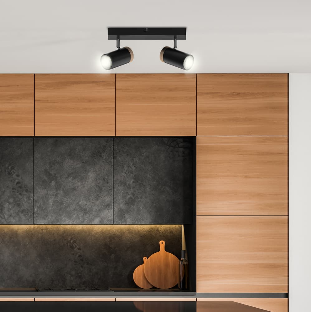STROPNÁ LAMPA LAGOS ČIERNA 2X15 GU10 TIENIDLO ČIERNA+DREVENÁ 1