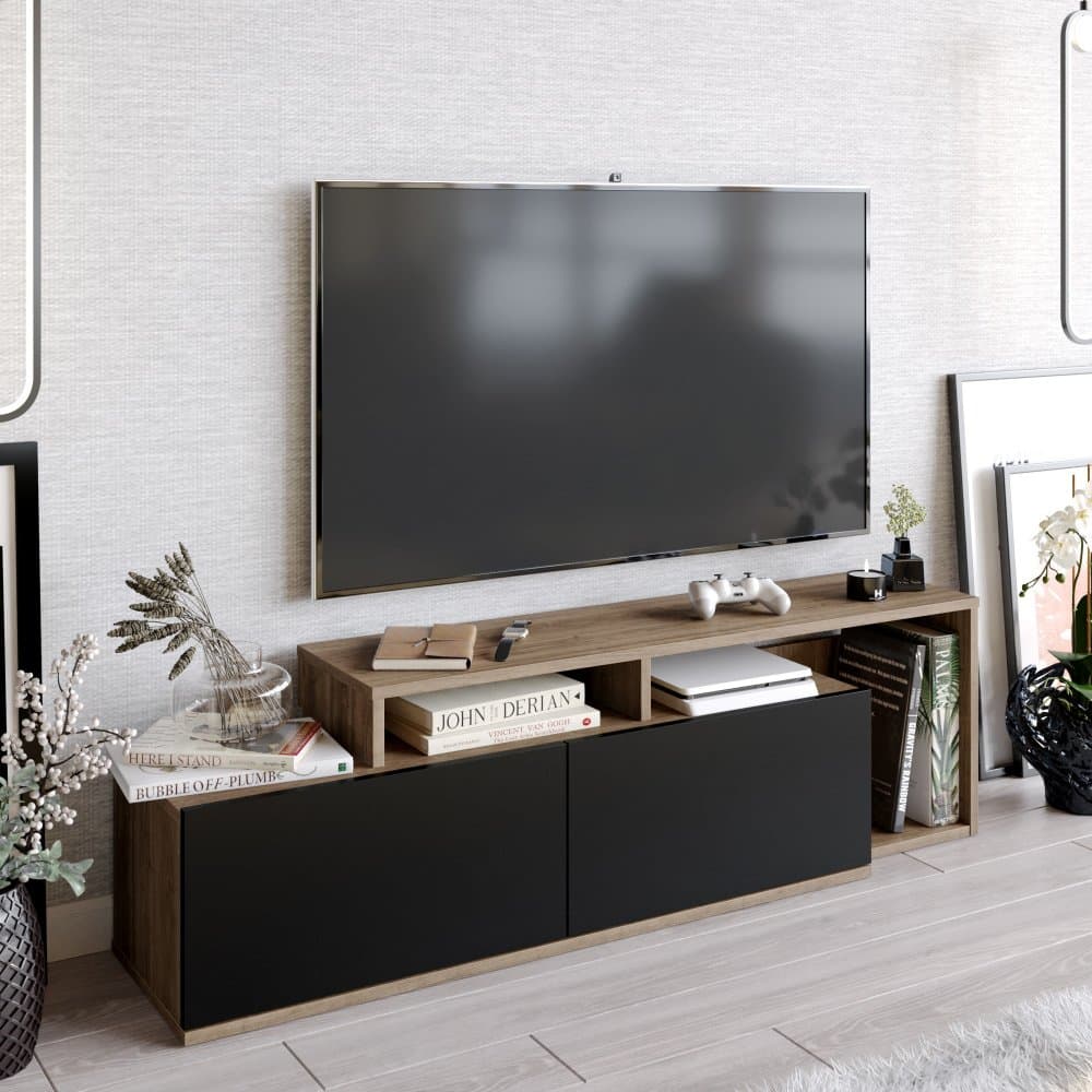 TV stolík Nexera - Walnut, Black 1