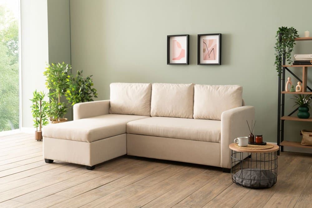 Rohová rozkladacia pohovka Kado - Cream