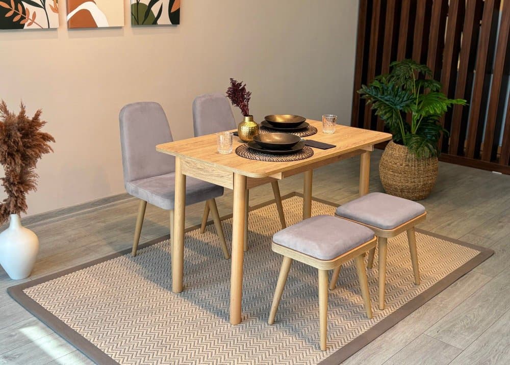 Jedálenský set s rozkladacím stolom a stoličkami (5 kusov) Vina Mini 02 0701 - Oak, Soho Grey 1