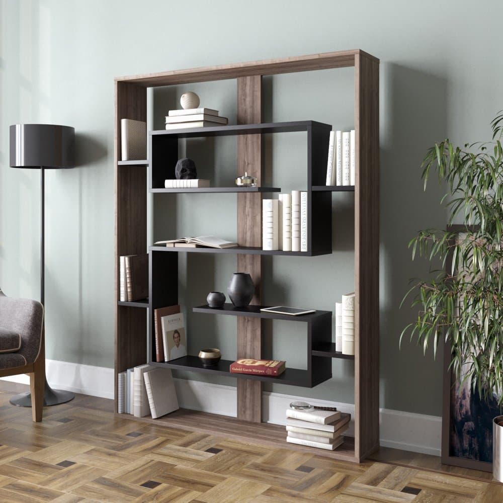 Knižnica Esteban - Walnut, Black