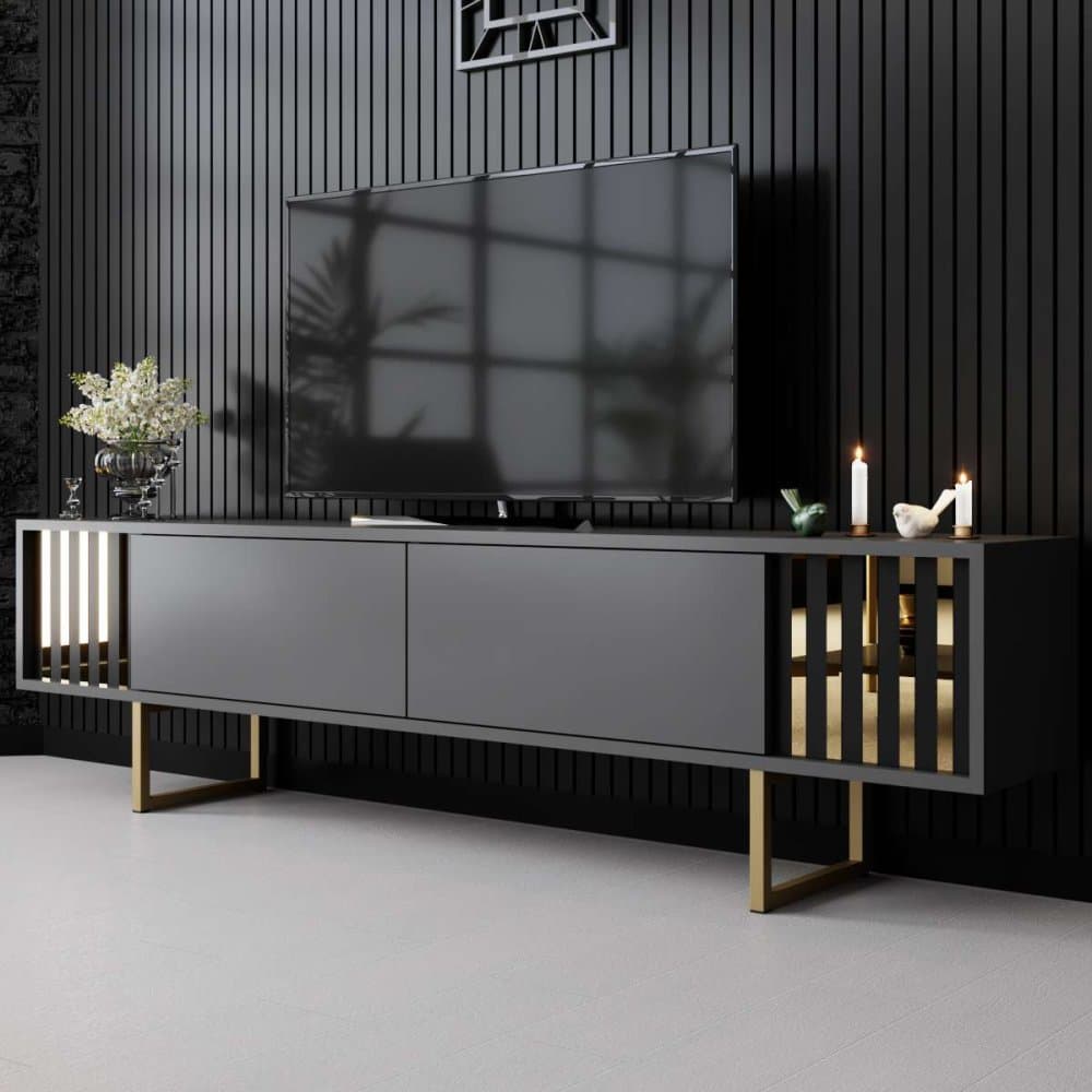 TV stolík Gold Line - Anthracite, Gold
