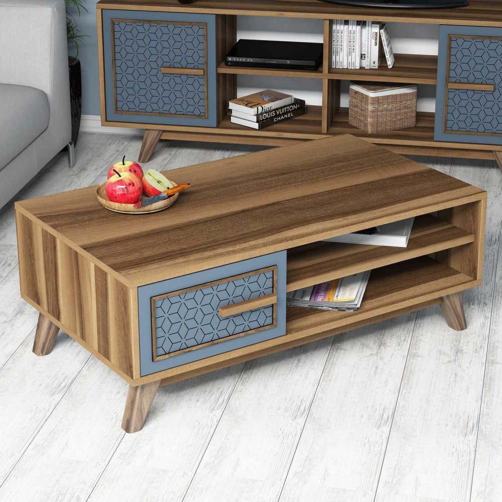 Konferenčný stolík Ayla - Walnut, Blue 1