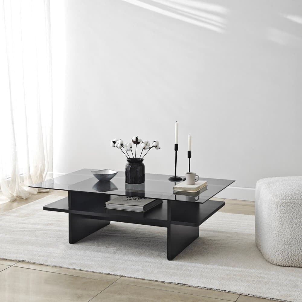 Konferenčný stolík Saga Rectangle - Black, Fume
