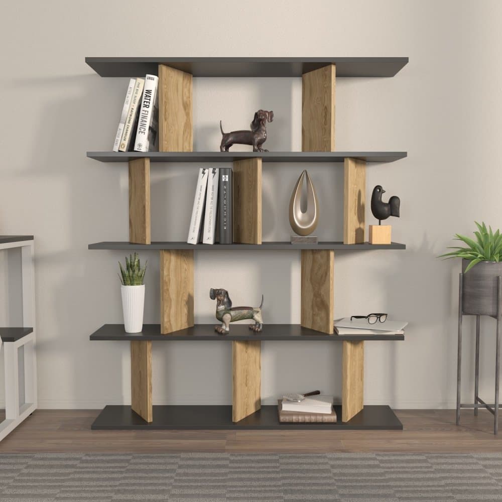 Knižnica Grace - Black, Oak 1