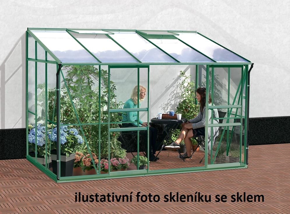 Skleník k stene VITAVIA IDA 6500 polykarbonát zelený Dekorhome 1