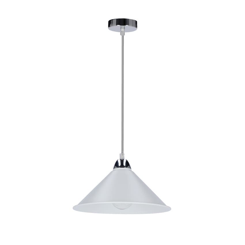 Závesná lampa Avola, chróm, 26 l/60W, tienidlo E27, biela