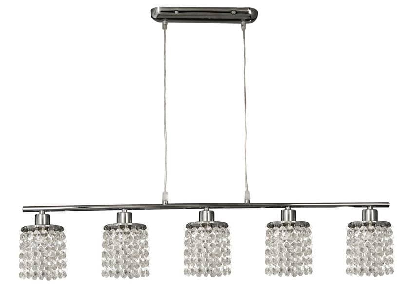 Závesná lampa chrómová s bielymi kryštálmi 5x40W Royal