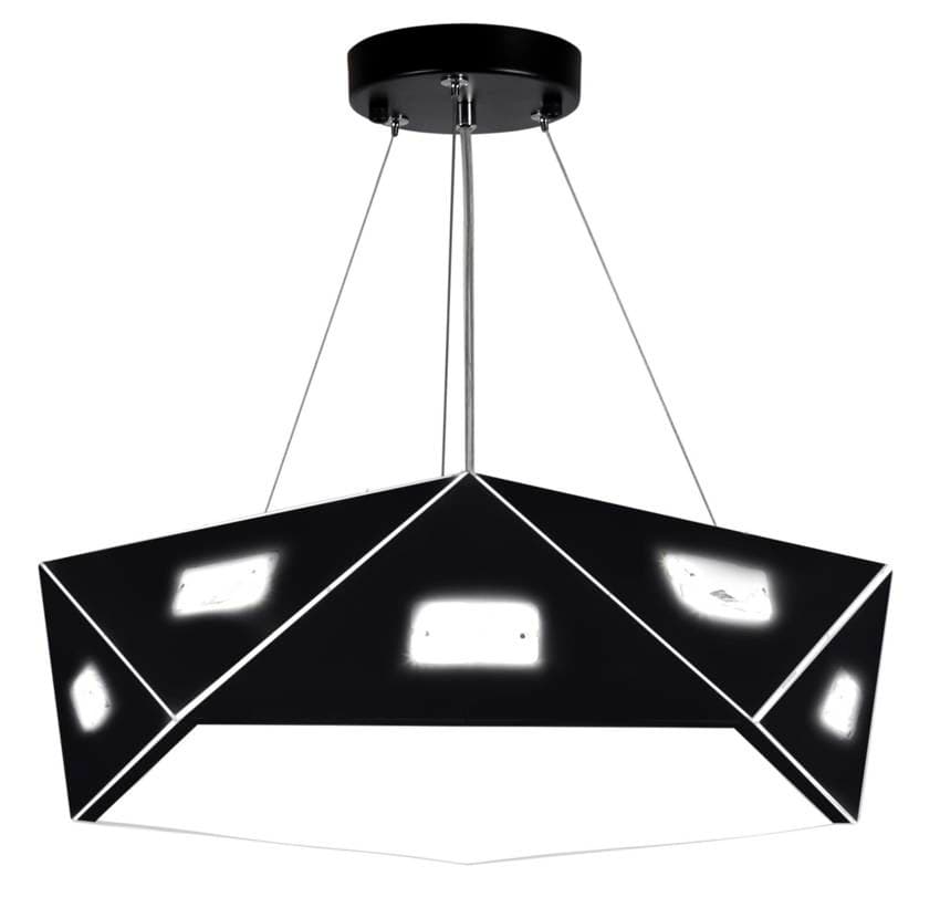 Čierna päťuholníková závesná lampa, nastaviteľná, 3x40W, Nemesis 1