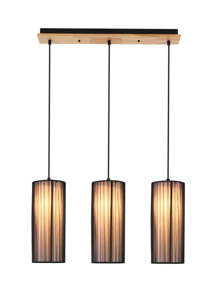 Čierna drevená závesná lampa 3xE27 Kioto Ledea 1