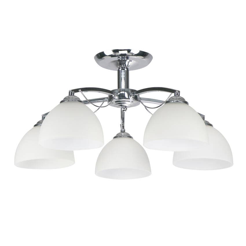 Stropná lampa Filona Chrome 5X40 E27 Biele tienidlo