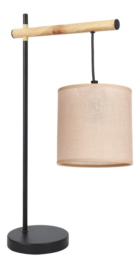 Kombinovaná stolová lampa čierna 1x60W E27 béžové tienidlo
