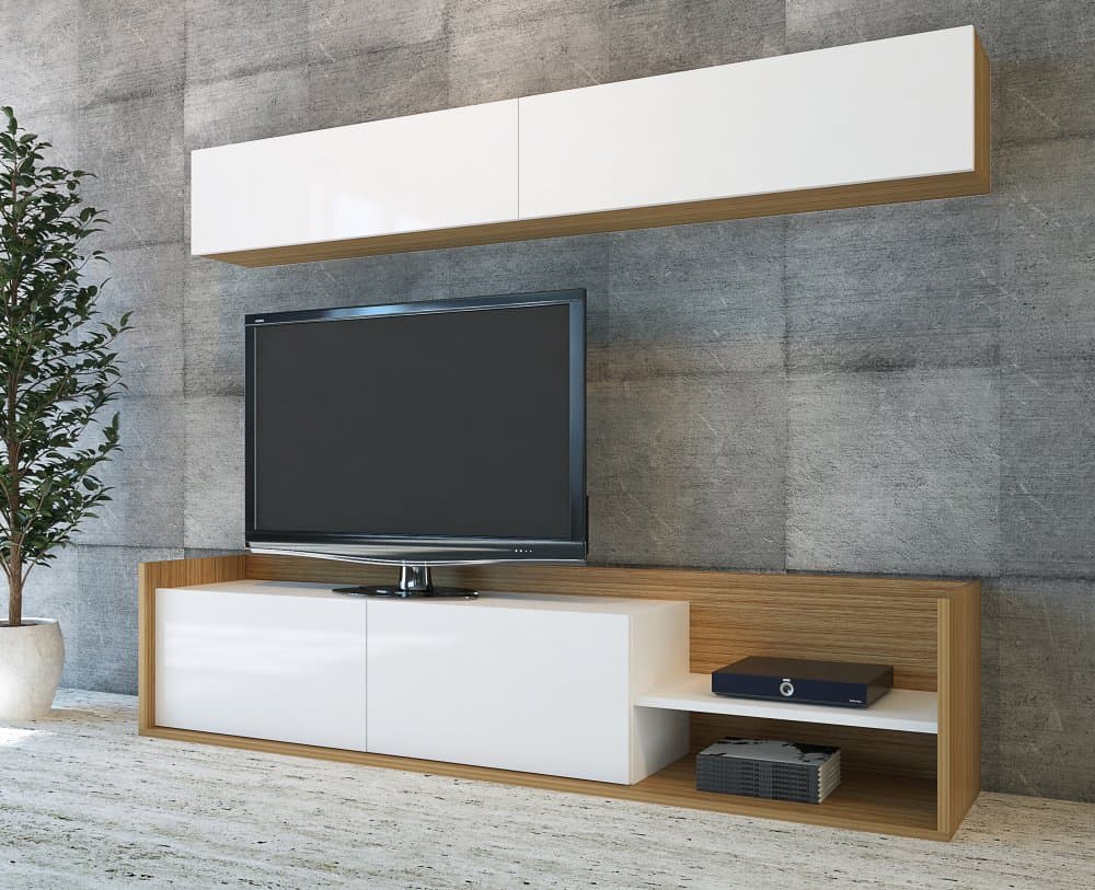 TV skrinka / Obývacia stena Kale - Teak, White 1