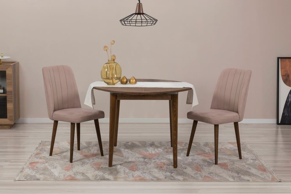 Jedálenský set s rozkladacím stolom a stoličkami (3 kusy) Vina 0900 - Walnut, Stone 1