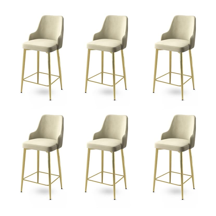 Bar Stool Set (6 Pieces) Enox - Cream, Gold 1