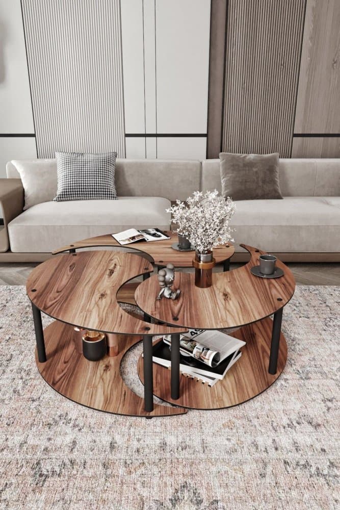 Súprava konferenčných stolíkov Yin Yang 3 70 - Walnut