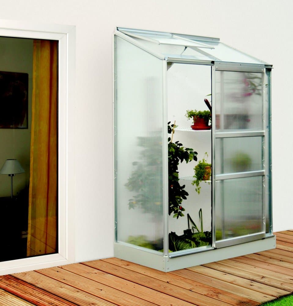 Skleník k stene IDA 900 131x69x184 cm strieborný Dekorhome 1