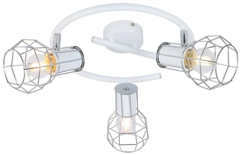 Špirálová stropná lampa s bielym drôteným tienidlom 3x40W Sancho