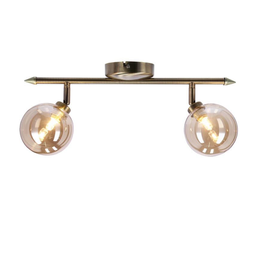 Stropná lampa Rodia patinovaná páska 2x40W g9 jantárové tienidlo