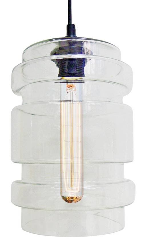 Závesná lampa z bezfarebného skla + žiarovka E27 60W Decorado