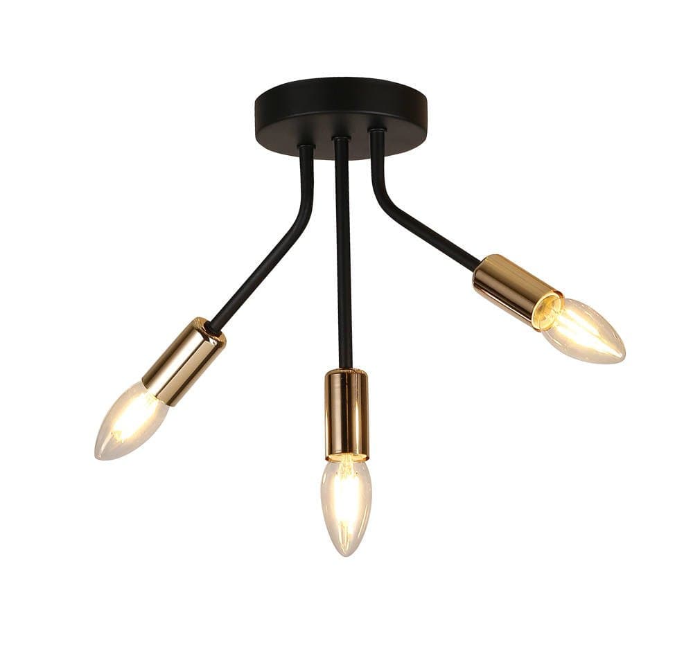 Čierno-zlatá stropná lampa 3x40W E14 Tiara 1
