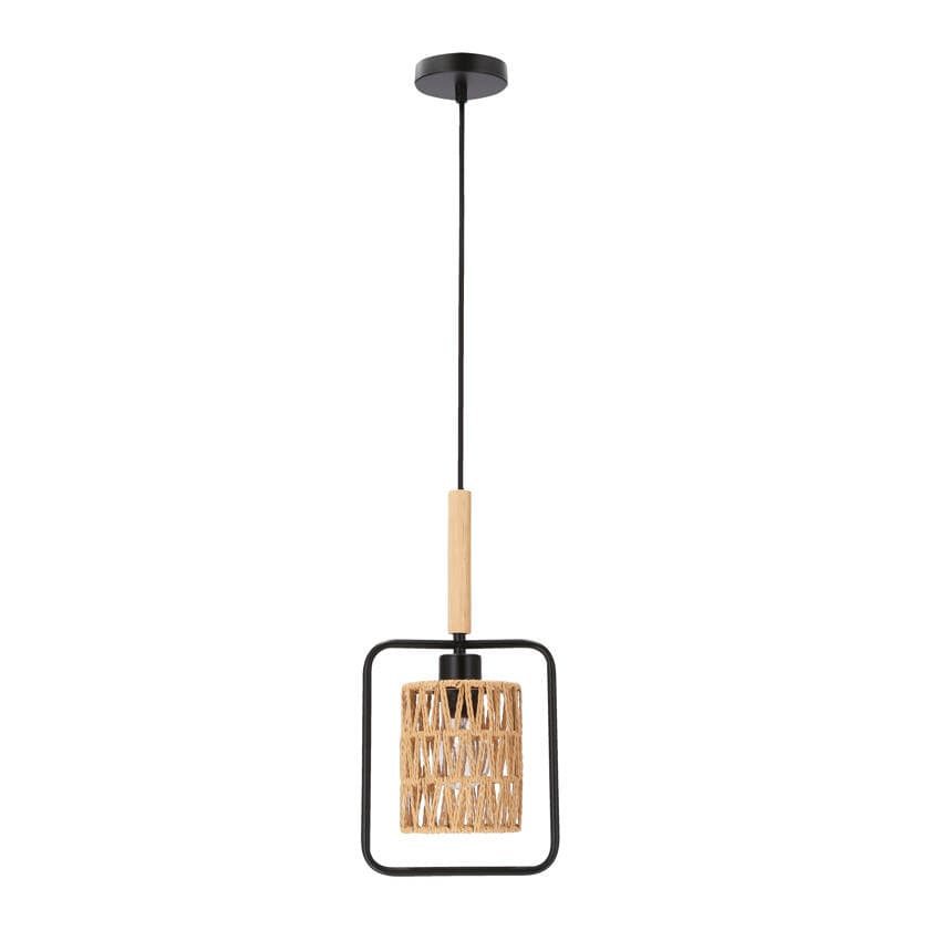 Závesná lampa Crown, čierna, 1x40W, E27, béžové tienidlo