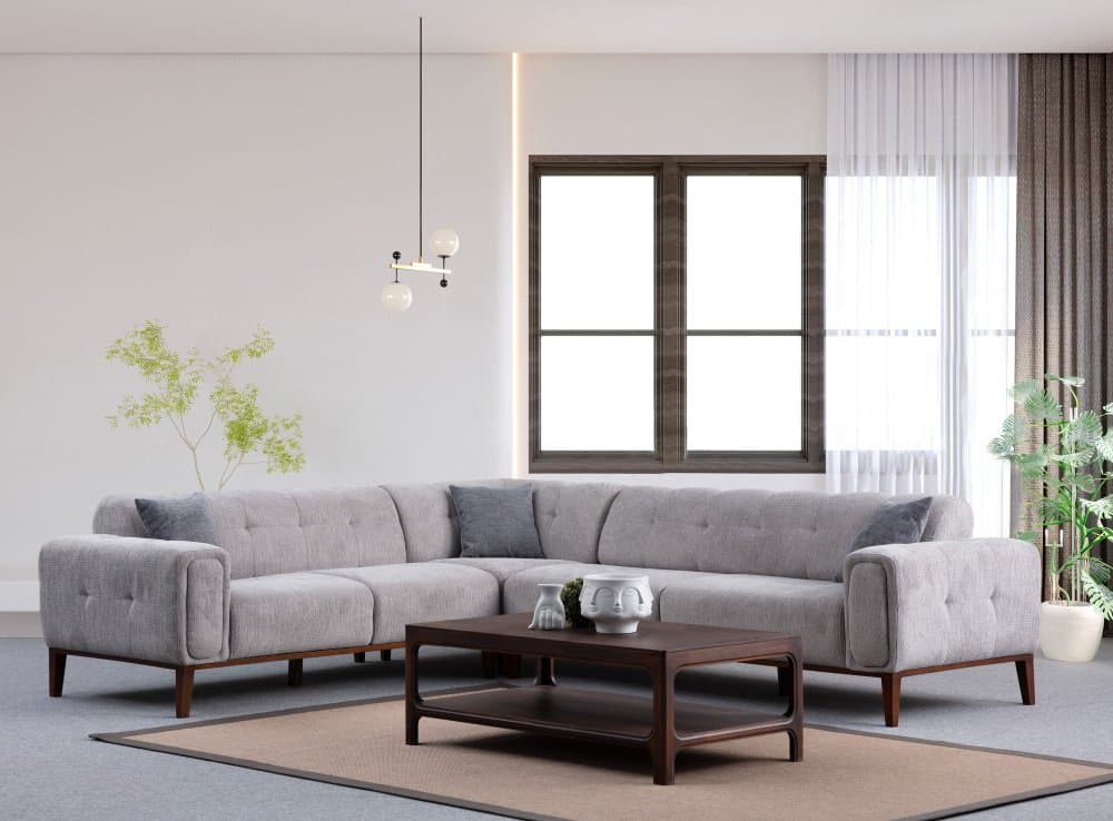 Rohová sedacia súprava / Rohová pohovka Athena Corner L2-C-3R - Light Grey