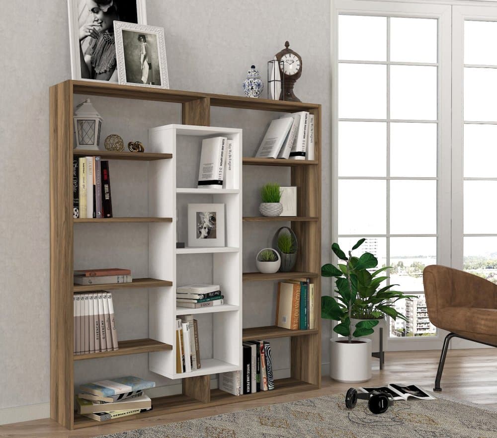 Knižnica Ample - Walnut, White 1