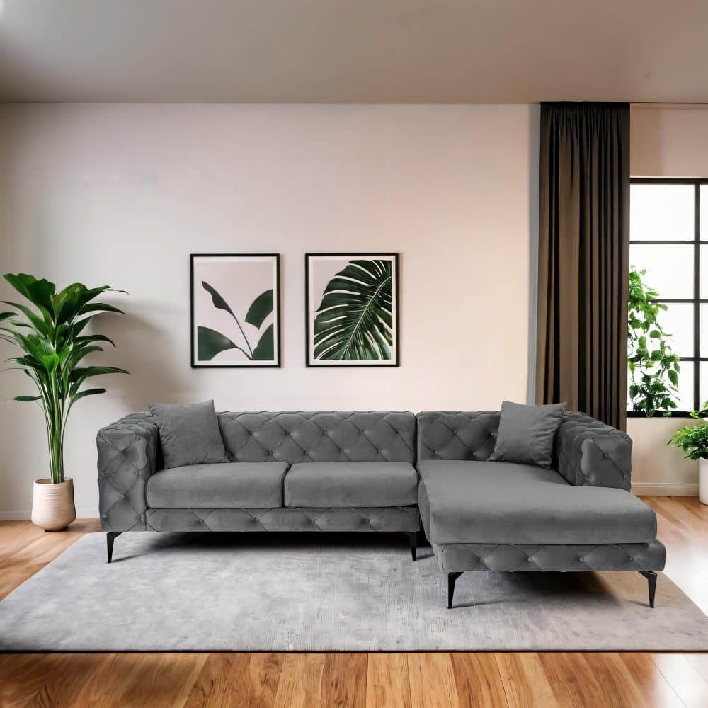 Rohová sedacia súprava / Rohová pohovka Como Eco Right - Anthracite, Black 1