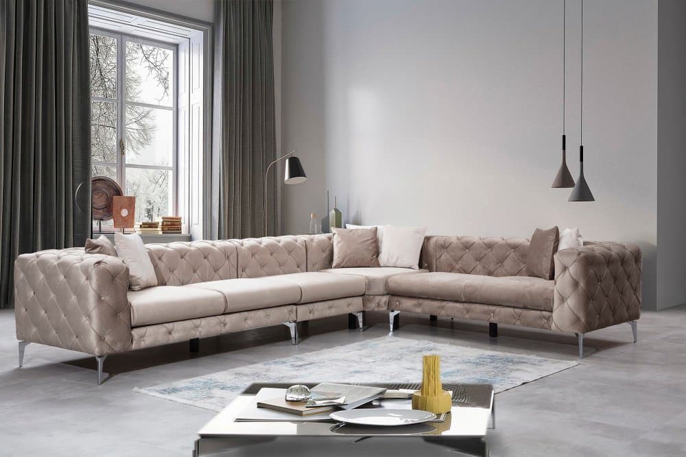 Rohová sedacia súprava / Rohová pohovka Como Corner Right - Beige 1