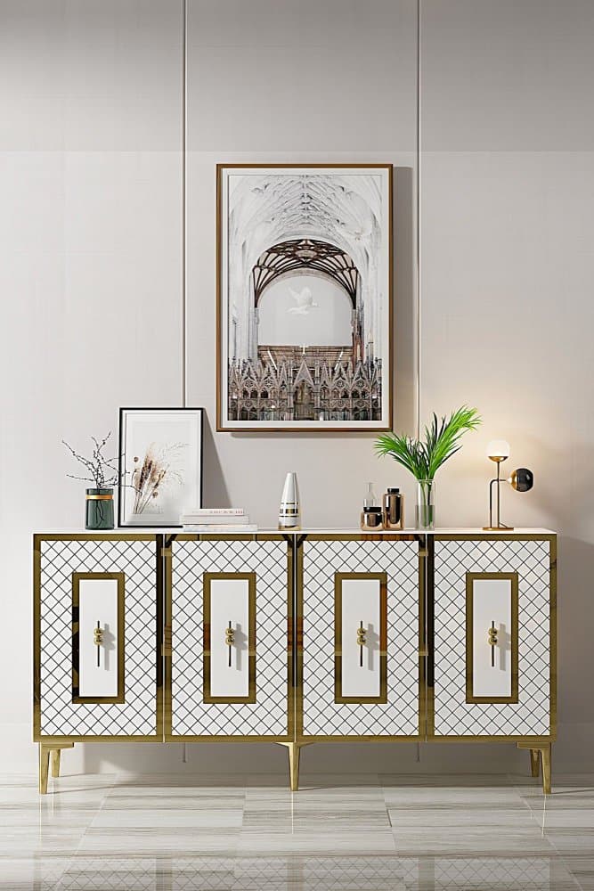Konzolový stolík Puma 150 - White, Gold 1