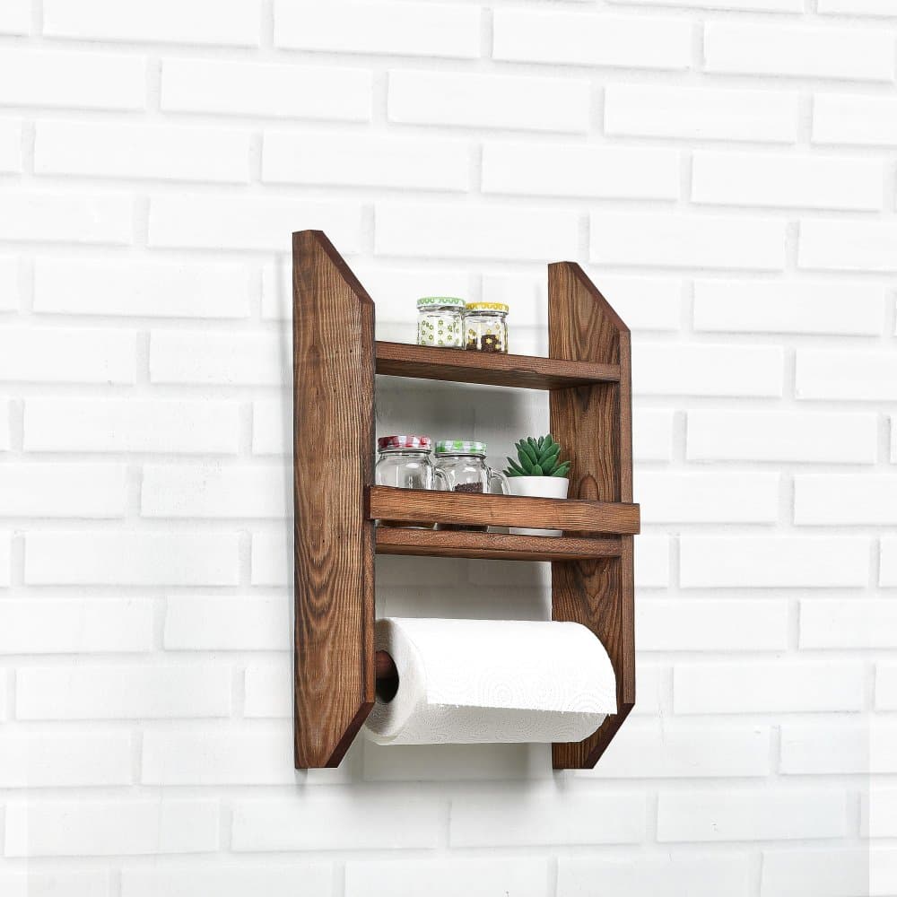 Wooden Shelf Spice Rack & Towel Hanger 1