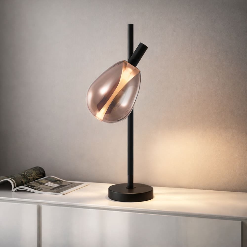 Lampka nocna Denso 26 czarna szklany klosz miedziany do czytania 1