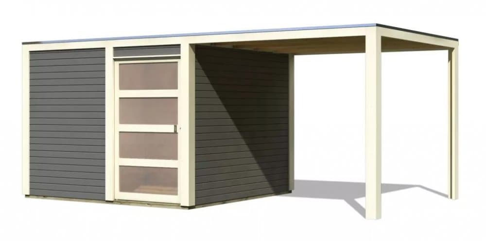 Drevený záhradný domček QUBIC 2 s prístavkom 270 Lanitplast 1