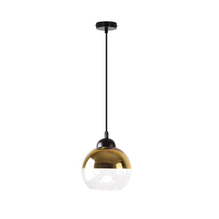 Závesná lampa Contessa čierna 1X40 E27 zlaté tienidlo