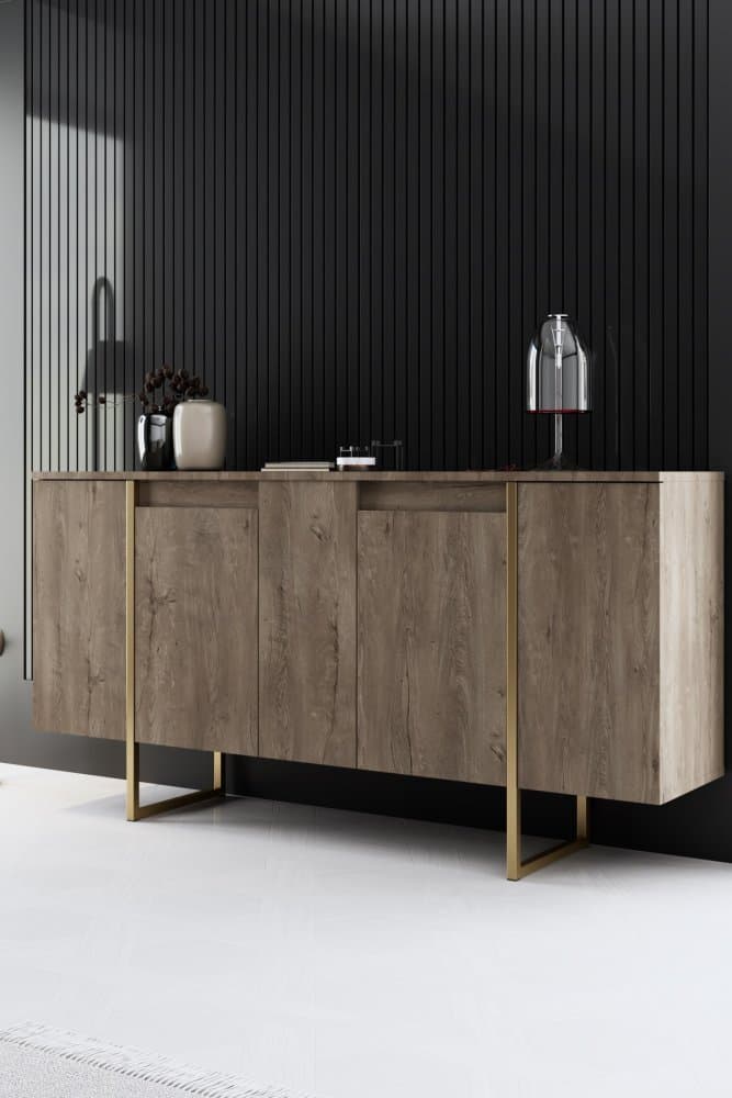 Konzolový stolík Luxe - Walnut, Gold