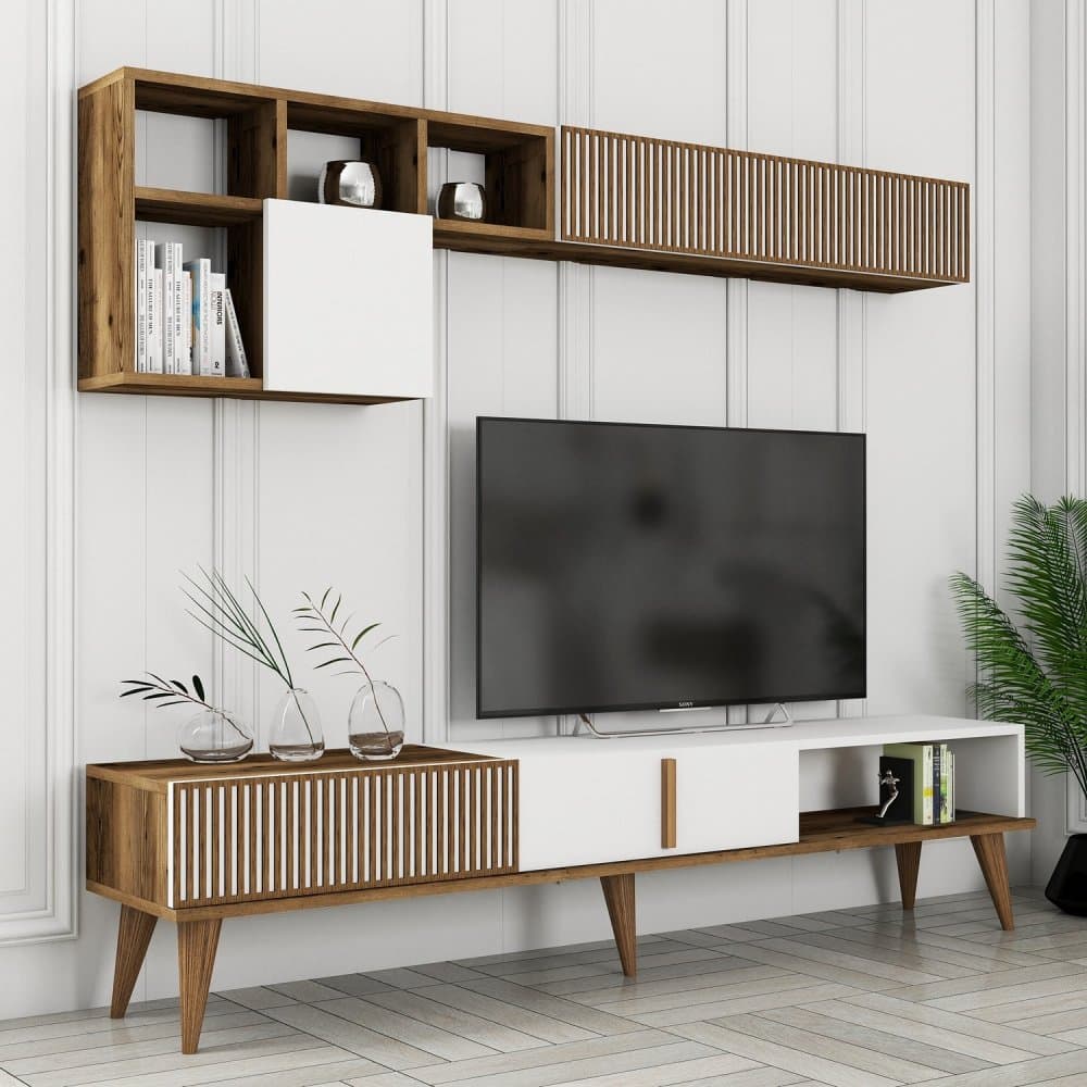 TV skrinka / Obývacia stena Milan TV - Walnut, White 1