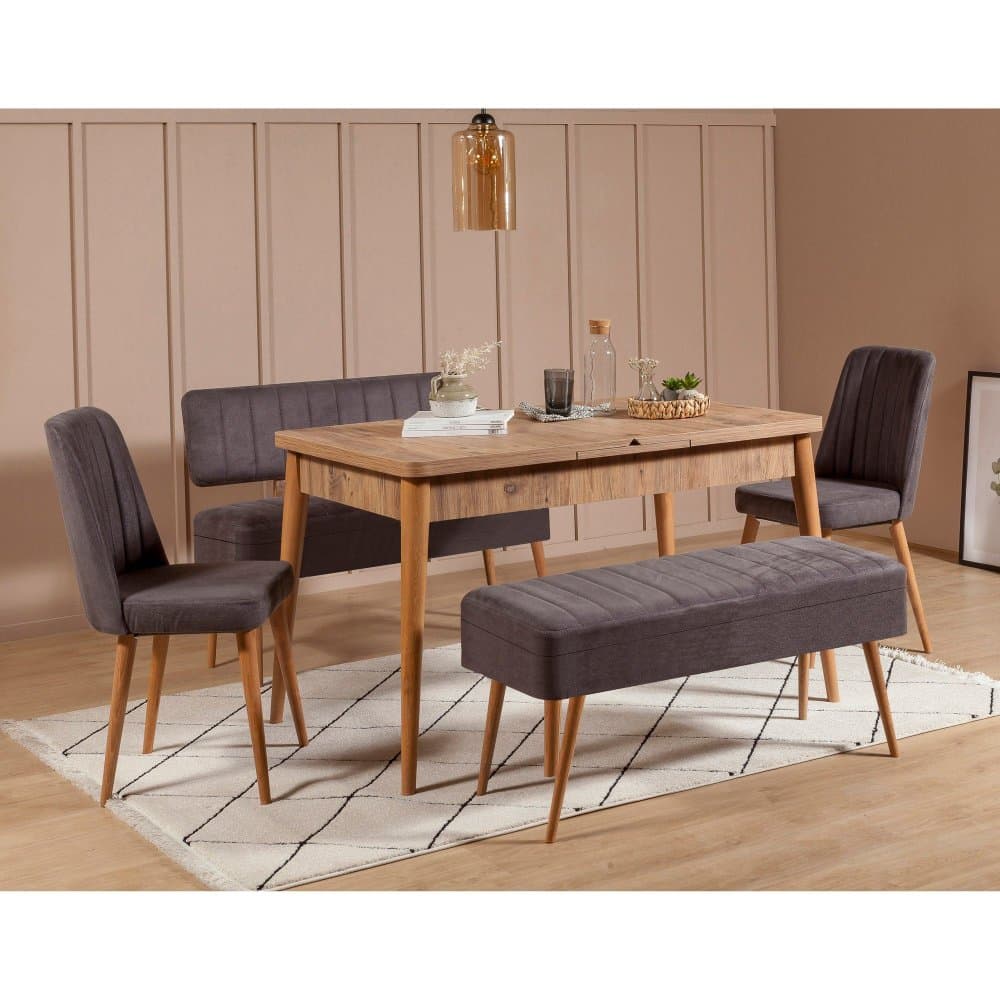 Jedálenský set s rozkladacím stolom a stoličkami (5 kusov) Vina 0701 - 4 - Anthracite, Atlantic