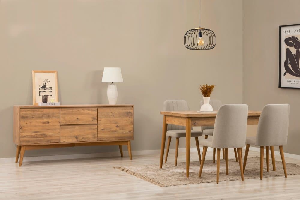 Set s rozkladacím stolom, stoličkami a konzolou (6 kusov) Vina 01 1005 - Atlantic Pine, Cream