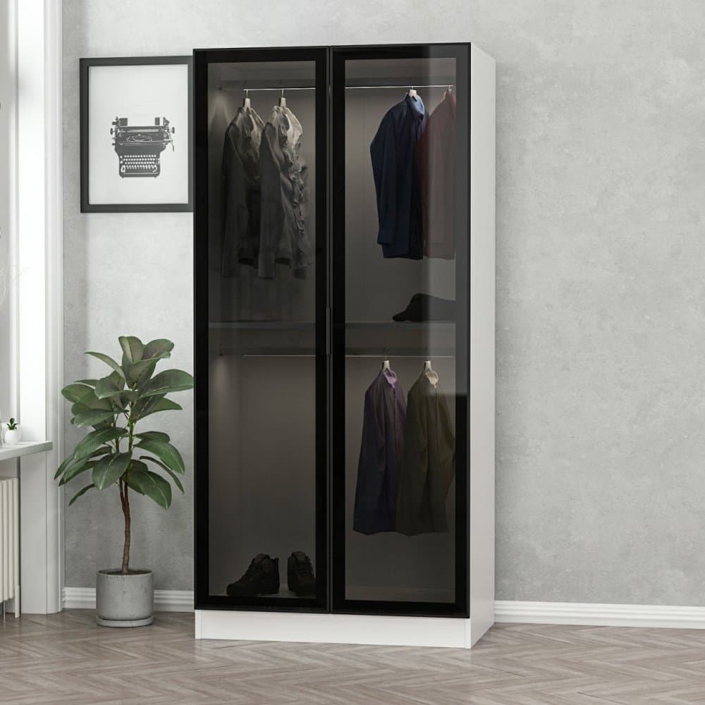 Šatníková skriňa Kale Glass Black - 210