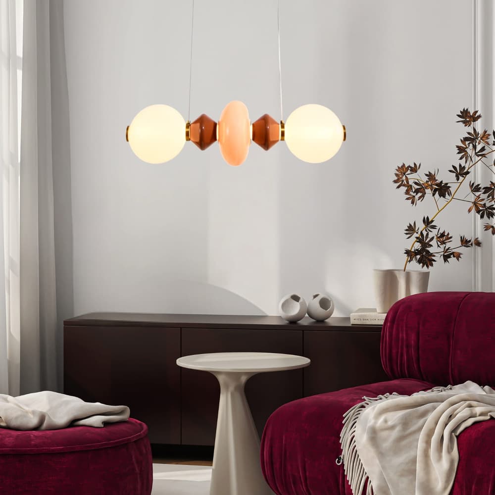 FLORES lampa wisząca mosiężny+brązowy+pomarańczowy poz.15W LED 3000K klosz biały 1