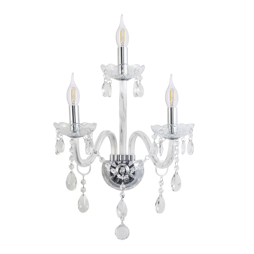 Nástenná lampa Cristallo chróm 3x40W E14 priehľadná 1