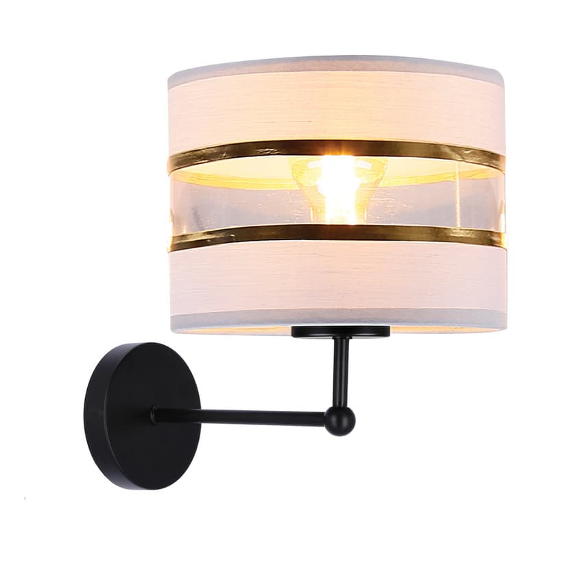 Nástenná lampa Andy, čierna, 1x40W, tienidlo E27, biela + zlatá 1