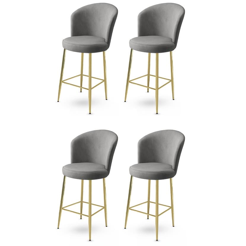Bar Stool Set (4 Pieces) Fora - Grey, Gold 1