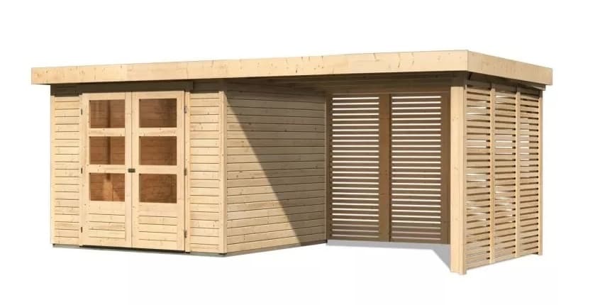 Drevený záhradný domček ASKOLA 3,5 s prístavkom Lanitplast