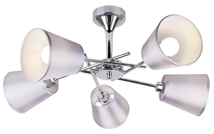 Chrómová stropná lampa s látkovým tienidlom 5x40W Vox 1