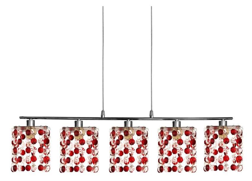 Závesná lampa chróm/červené kryštály 5x40W G9 Classic 1